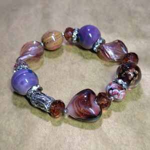 Elegant Purple and Brown Beaded Bracelet